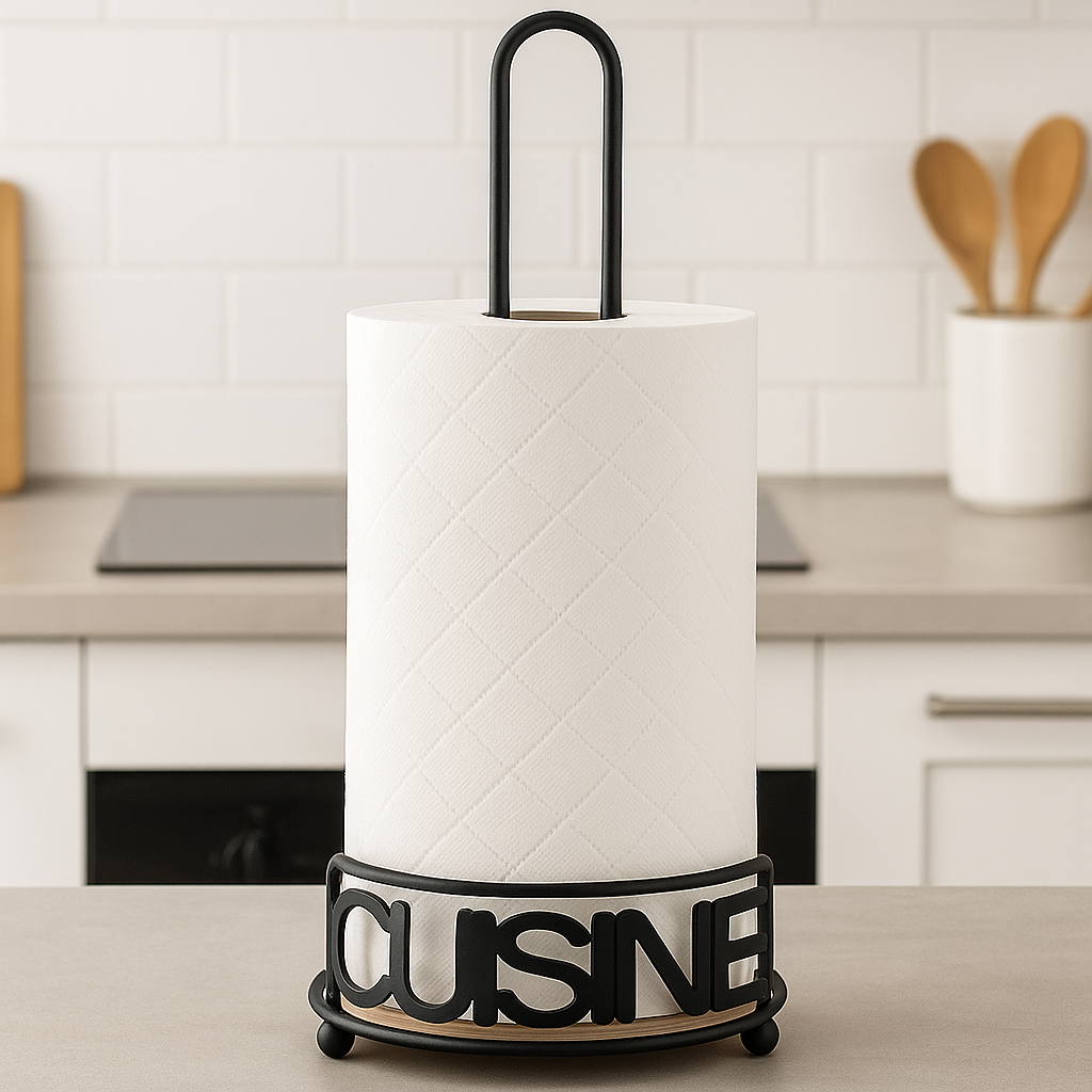 Modern Metallic & Oak Tissue Roll Paper Holder