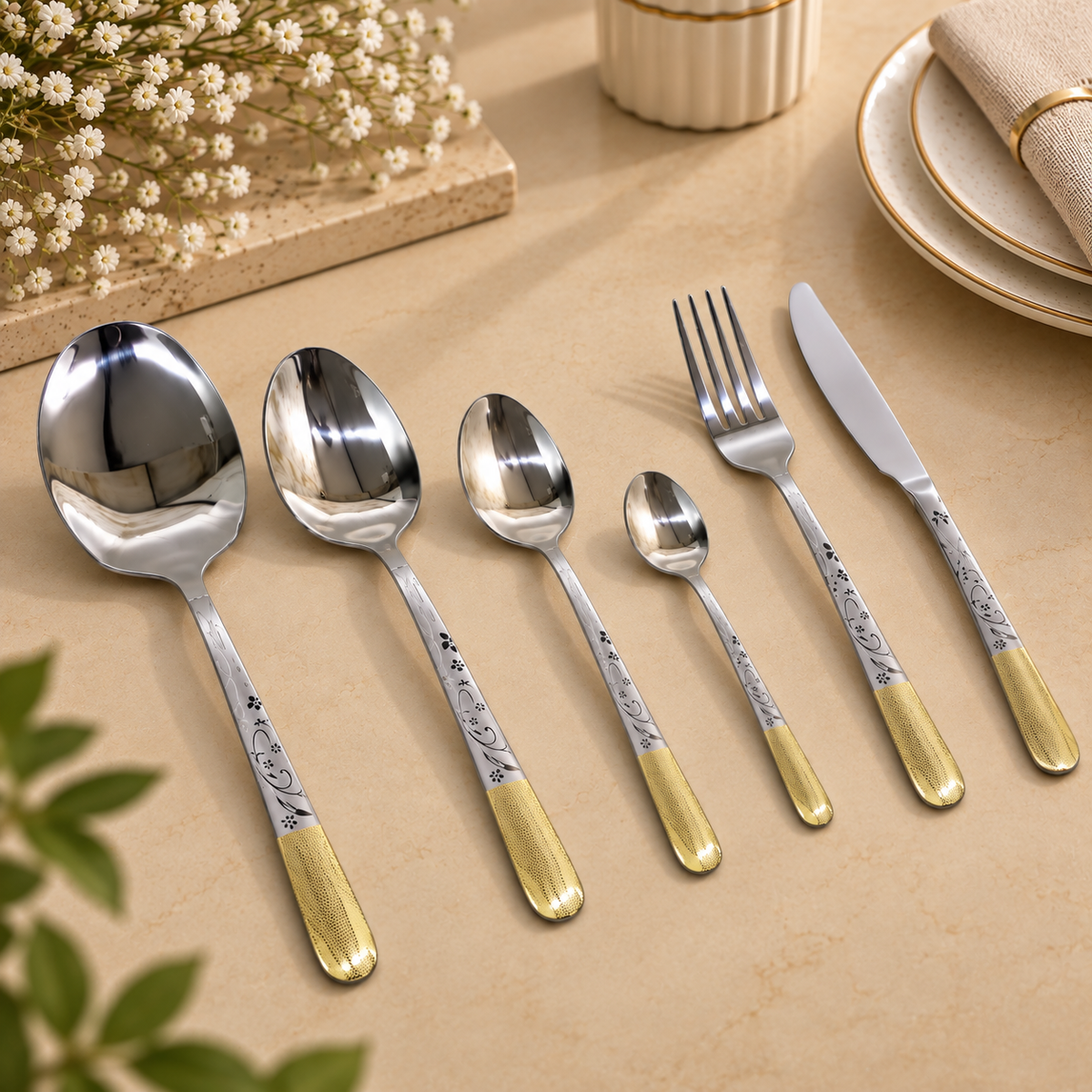Premium Ornate Stainless Steel Cutlery Set