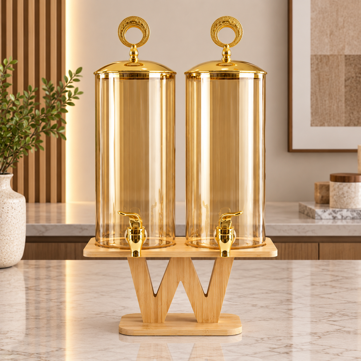 2-in-1 Glass Beverage Dispenser – 3.3L (Gold)