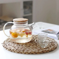Borosilicate Glass Kettle With Wooden Lid