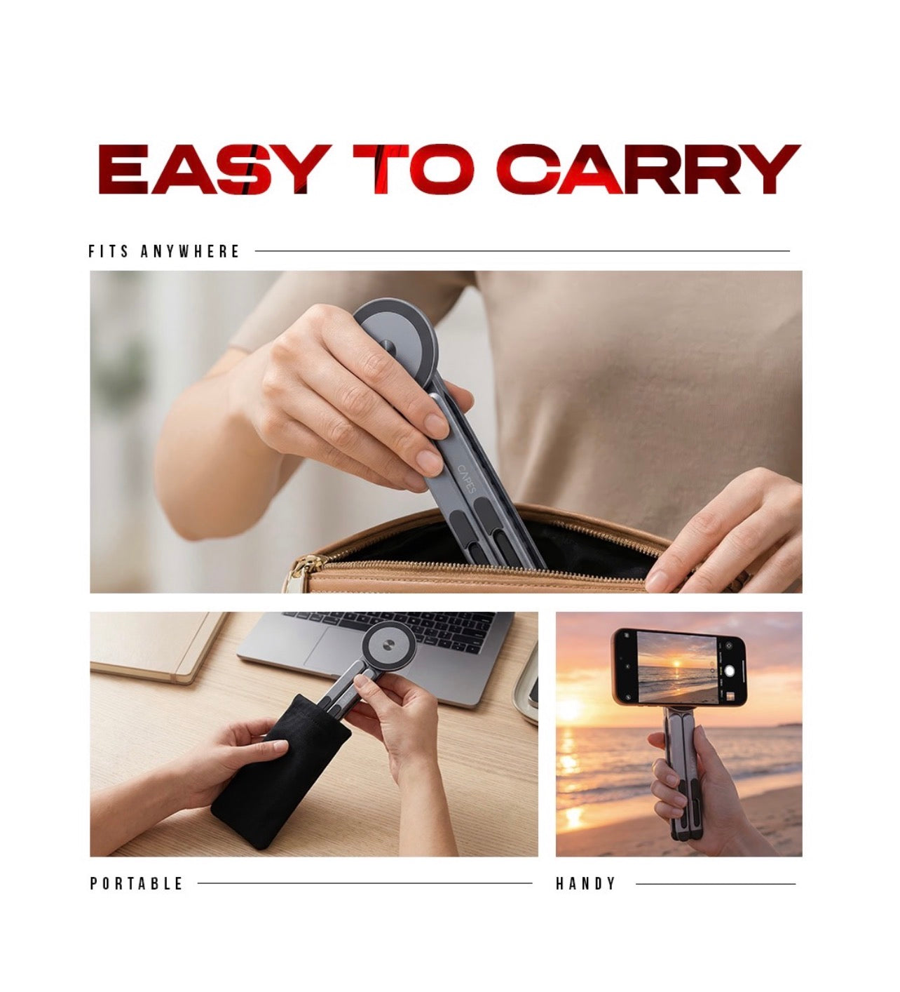 3-in-1 Adjustable Device Stand Compatible For Laptop, Tablet & Phone Stand
