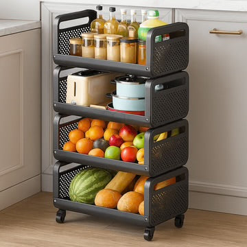 4-Tier Modular Rolling Kitchen Storage Cart