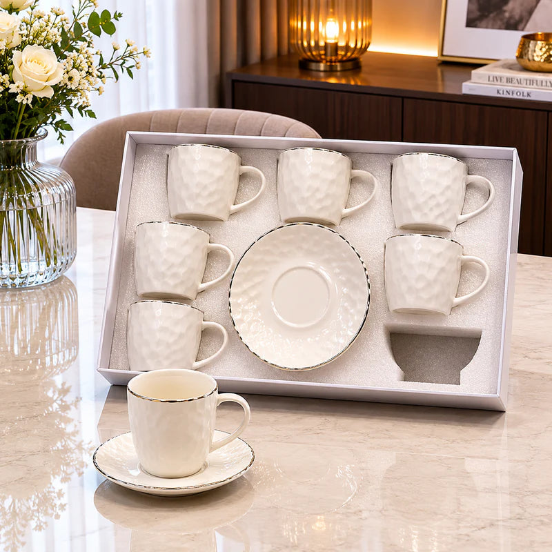 Diamond Elegance Ceramic Coffee Set - 12Pcs