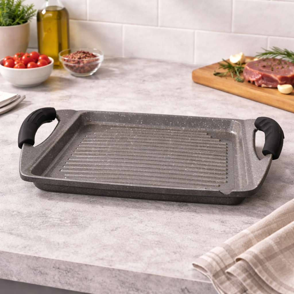 Danny Home Granite Gridder Grill Plate 35.8cm