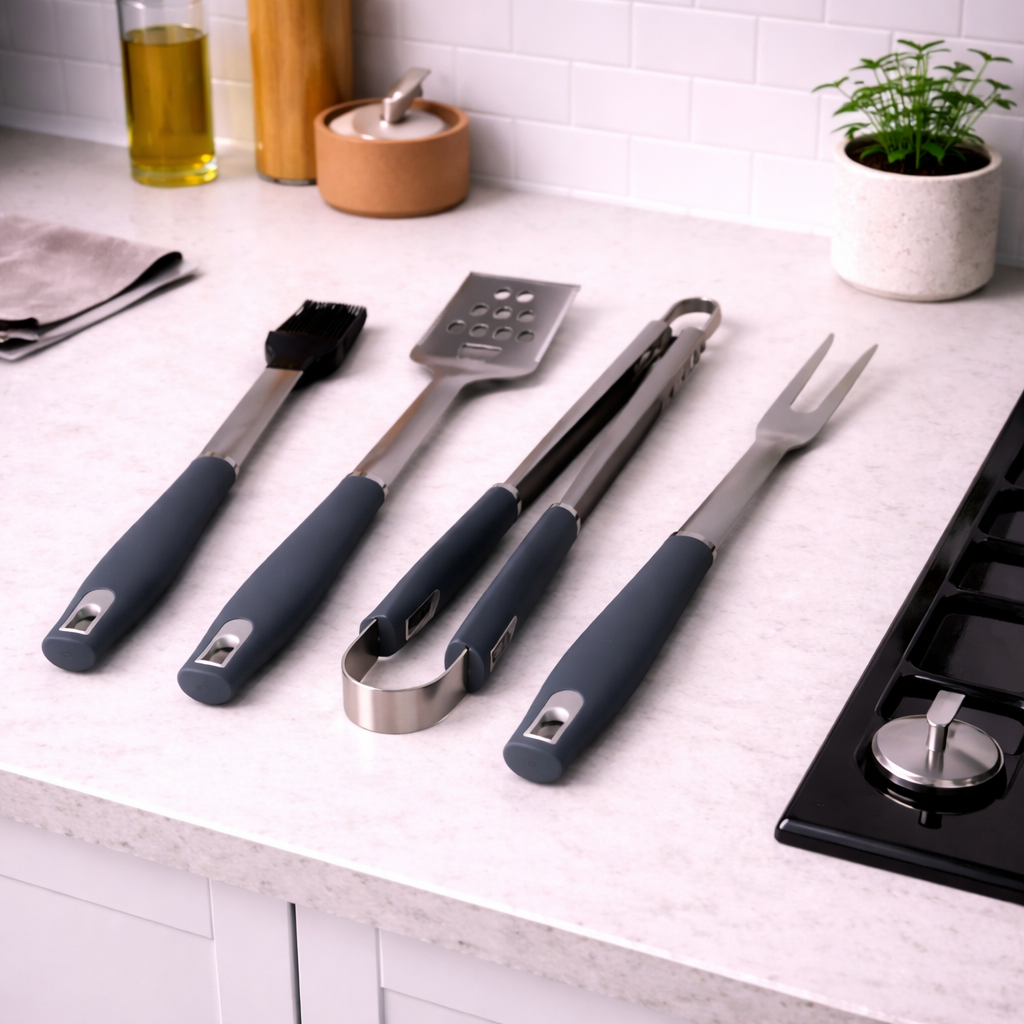 Danny Home Silver & Grey Professional Barbecue Tools 4Pcs