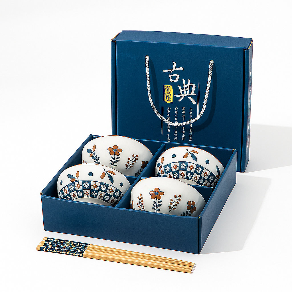 Japanese Heritage Ceramic Bowls - Set of 4