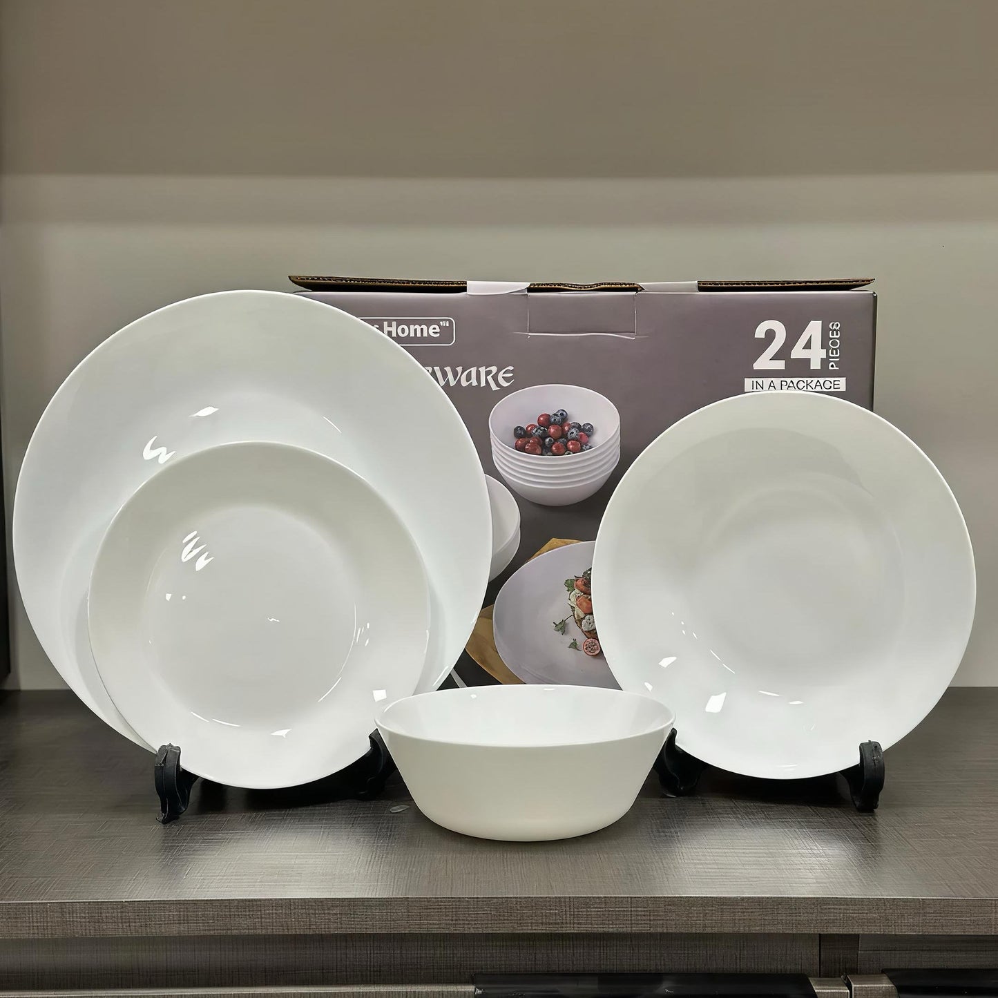 Danny Home 24Pcs Opalware White Dinner Set