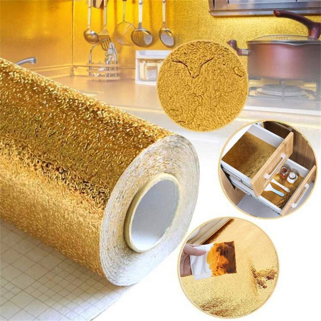 Golden Self Adhesive Kitchen Oil-Proof Waterproof Aluminum Foil