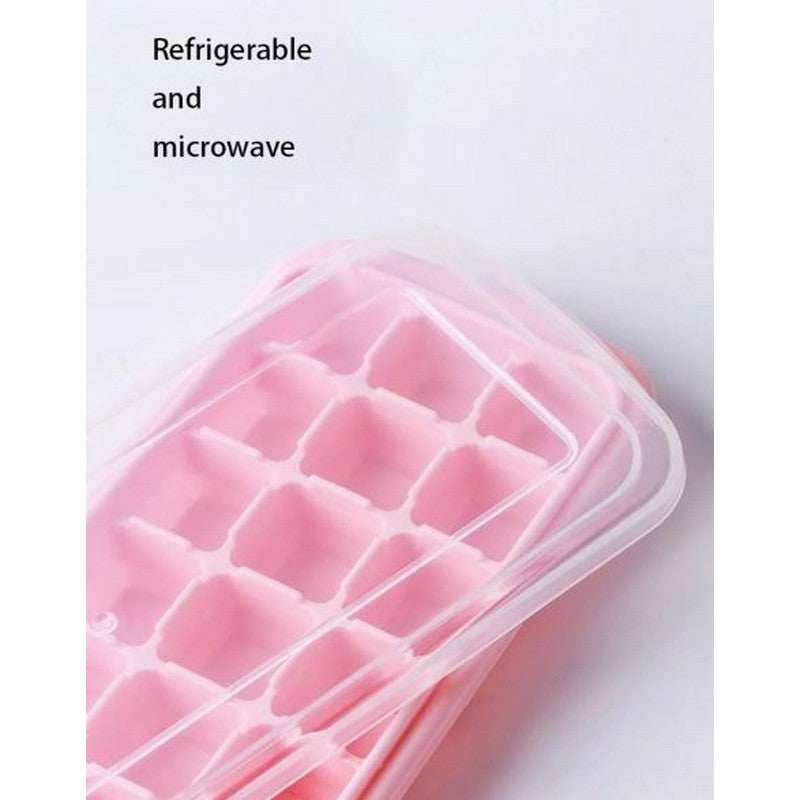 Silicone Ice Tray 24 Grid Cube Mold Frozen Square Ice Making With Lid