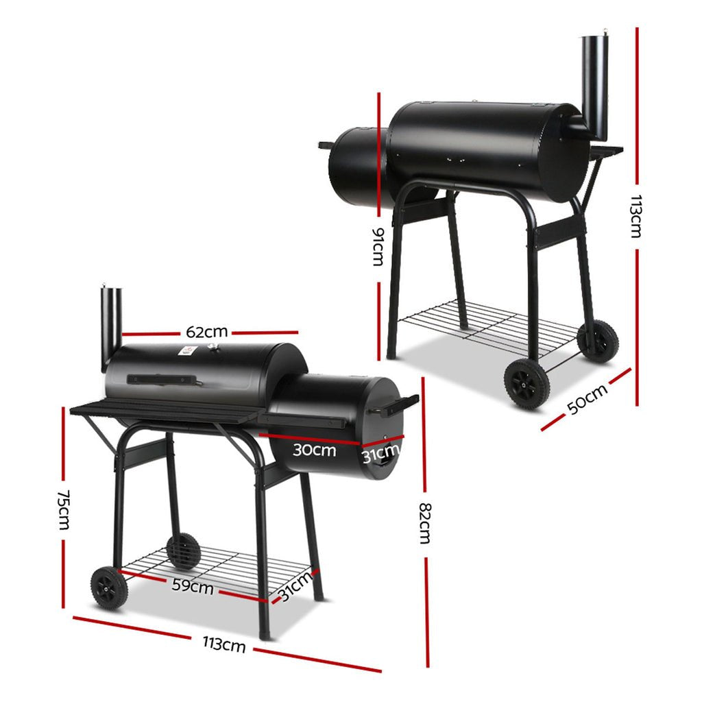 BBQ Smoker Charcoal Grill Roaster Portable Outdoor Camping Barbecue 2 in 1