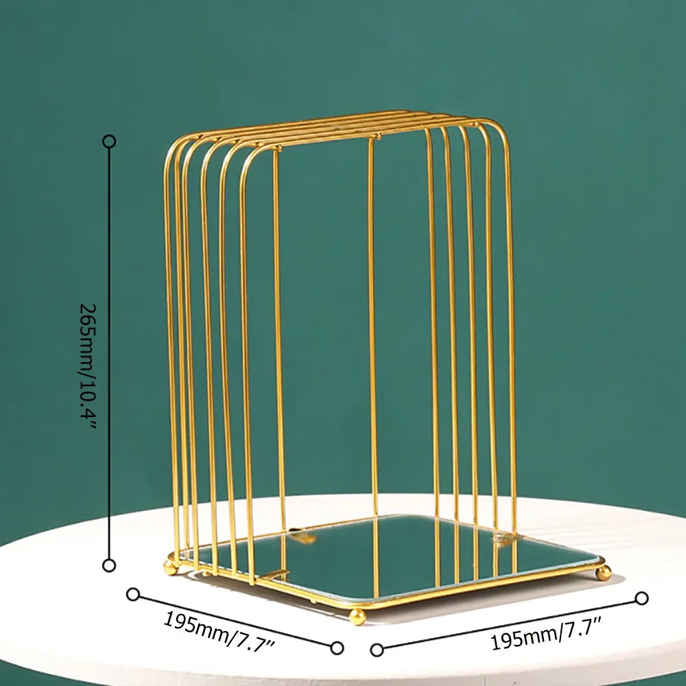Modern Rectangular Metal Desktop Organiser in Gold
