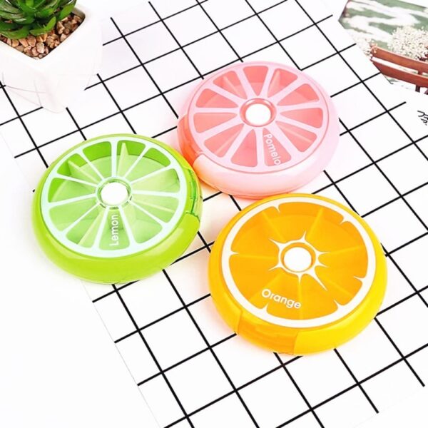 Rotating pill box case splitter tablet storage organizer