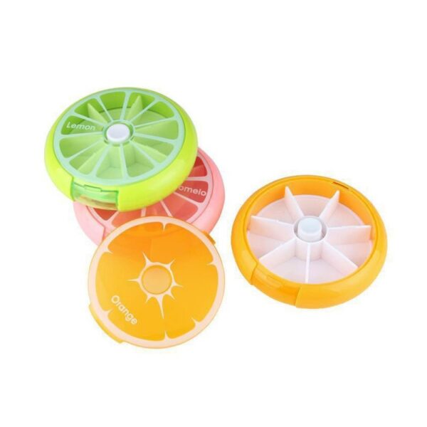 Rotating pill box case splitter tablet storage organizer