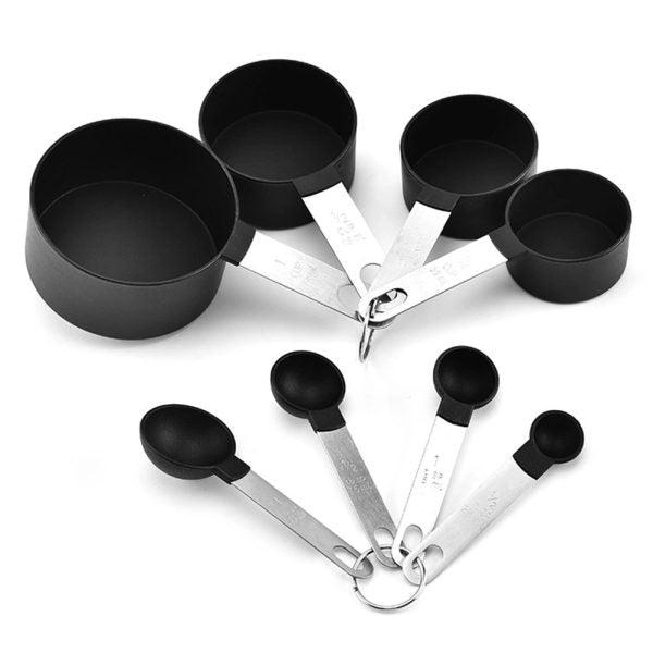 8 Pcs Measuring Cups and Spoons Steel Handle