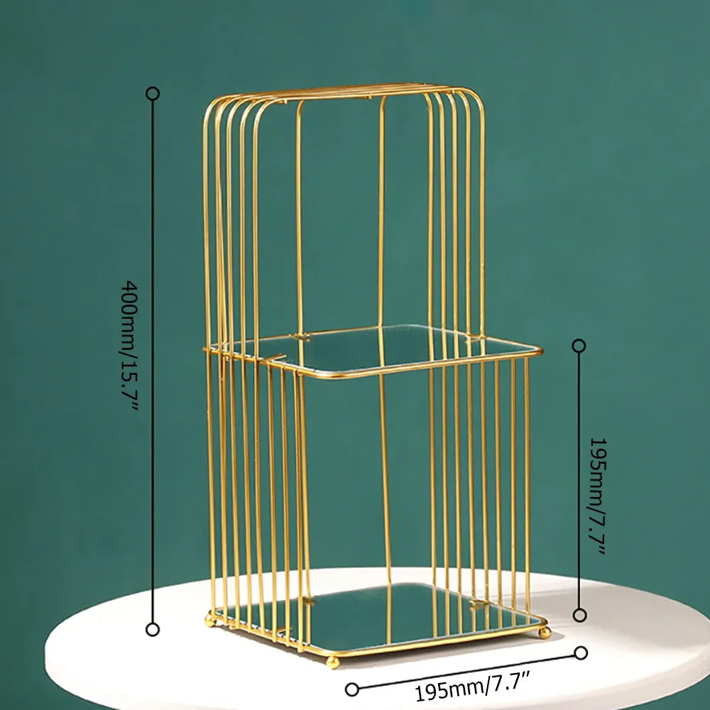 Modern Rectangular Metal Desktop Organiser in Gold