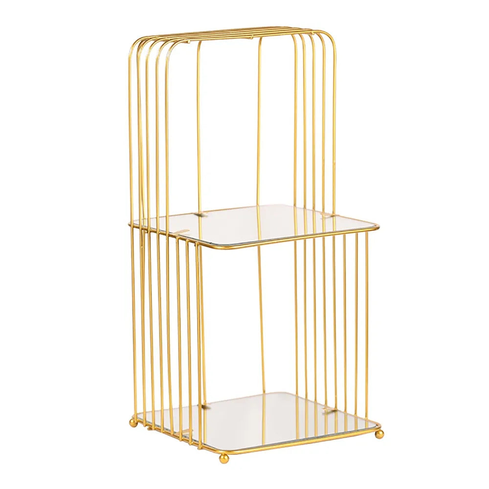Modern Rectangular Metal Desktop Organiser in Gold