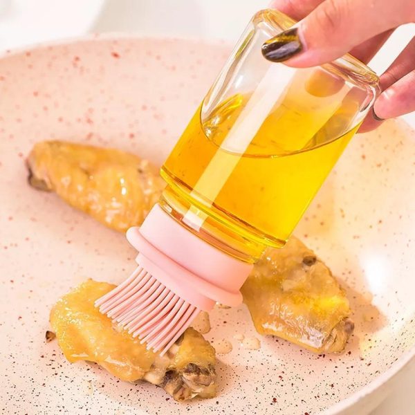 Silicone Brush Glass Oil Bottle with Cap