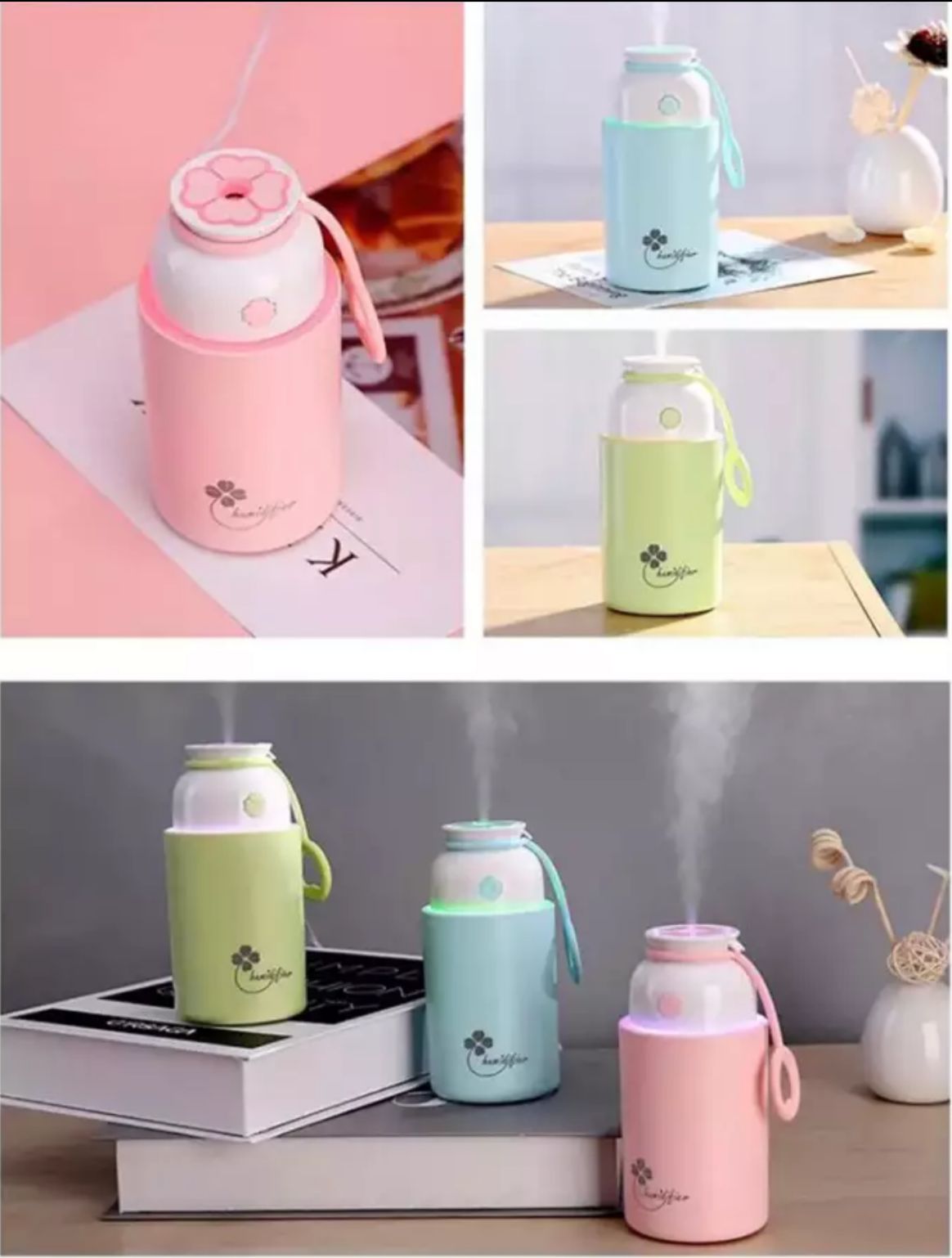USB Lucky Grass Air Humidifier Mini Car Aroma Ultrasonic Diffuser 7 Color LED Light Office Home