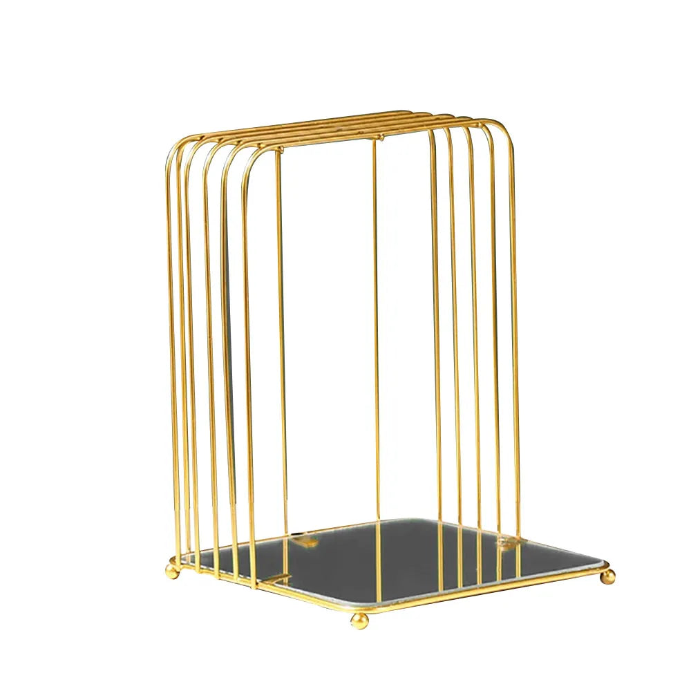Modern Rectangular Metal Desktop Organiser in Gold