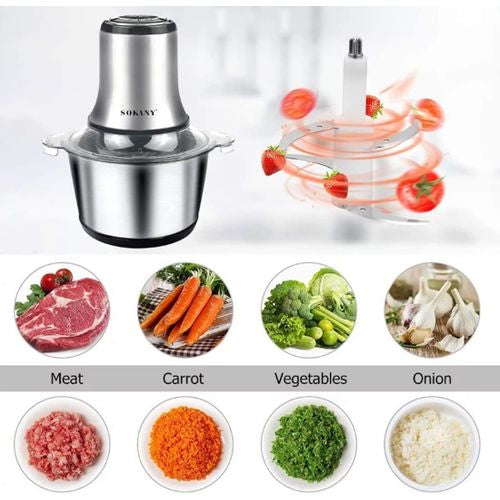 Meat Grinder Chopper 3L ,Electric Stainless Steel Meat Chopper, Silver