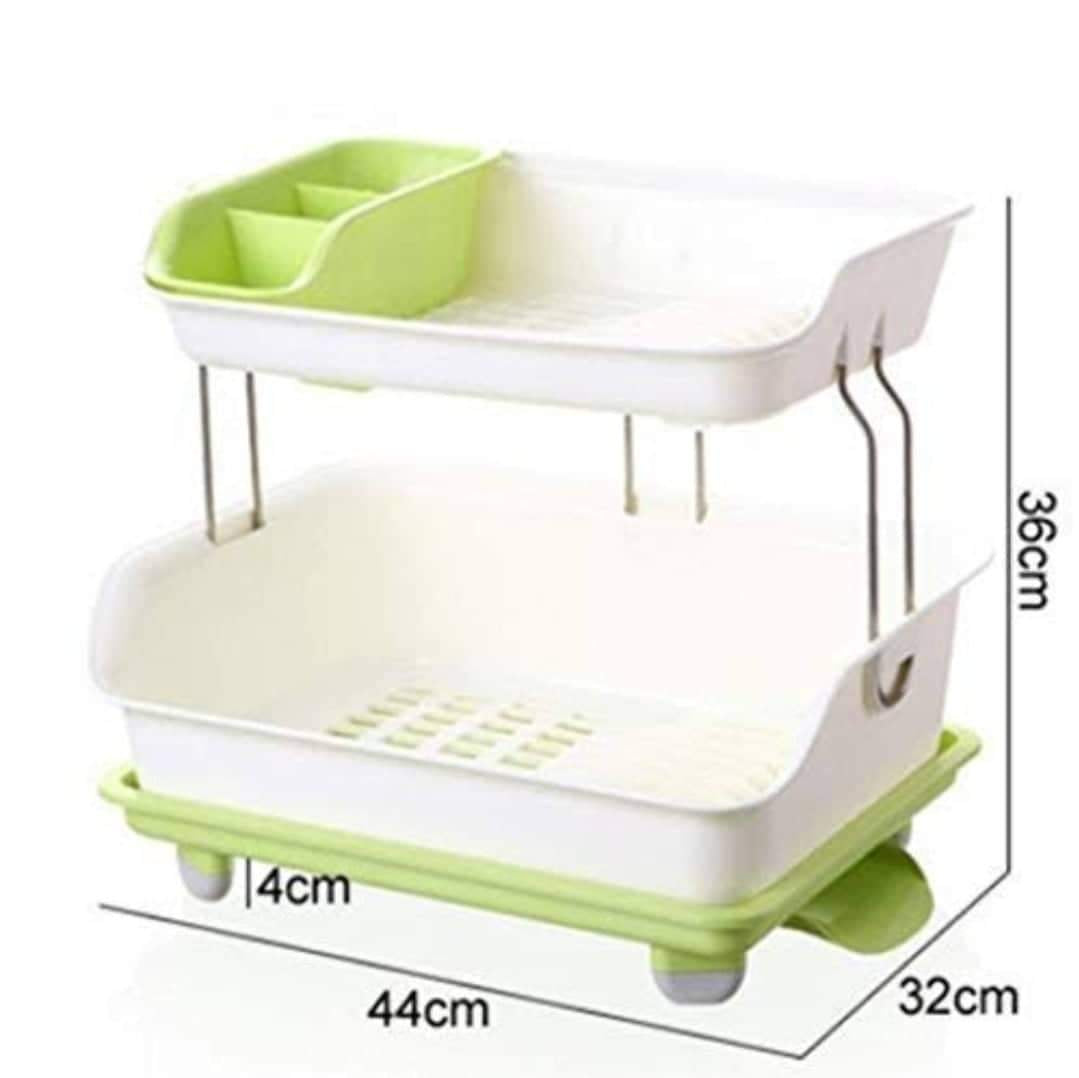 Premium Double Layer Drain Dishes Kitchen Storage Rack - Multicolour