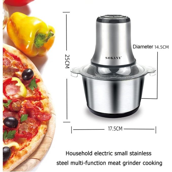 Meat Grinder Chopper 3L ,Electric Stainless Steel Meat Chopper, Silver