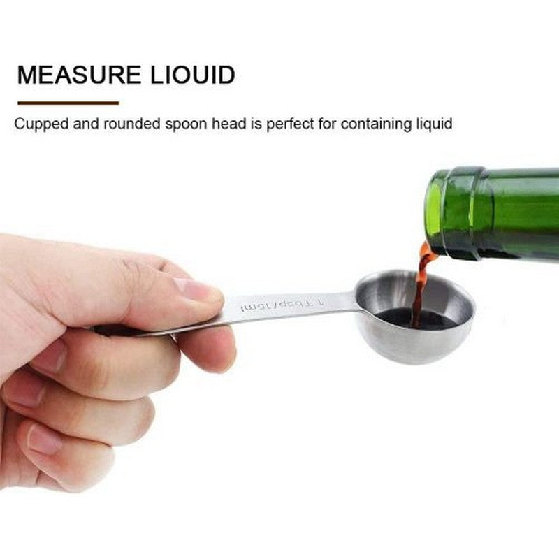 Stainless Steel Measuring Spoon 4Pcs, Metal Spoon Set Tablespoon And Teaspoon For Accurate Measure