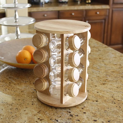 16Pcs Jars Wood Spice Rack