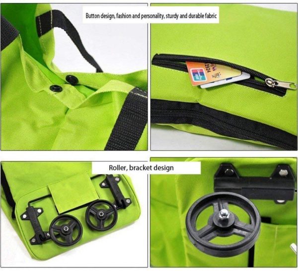 Foldable Shopping Trolley Bag Traveling Vegetable Grocery Clothing Bag with Lightweight