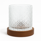 Spinning Whiskey Glass With Wood Coasters