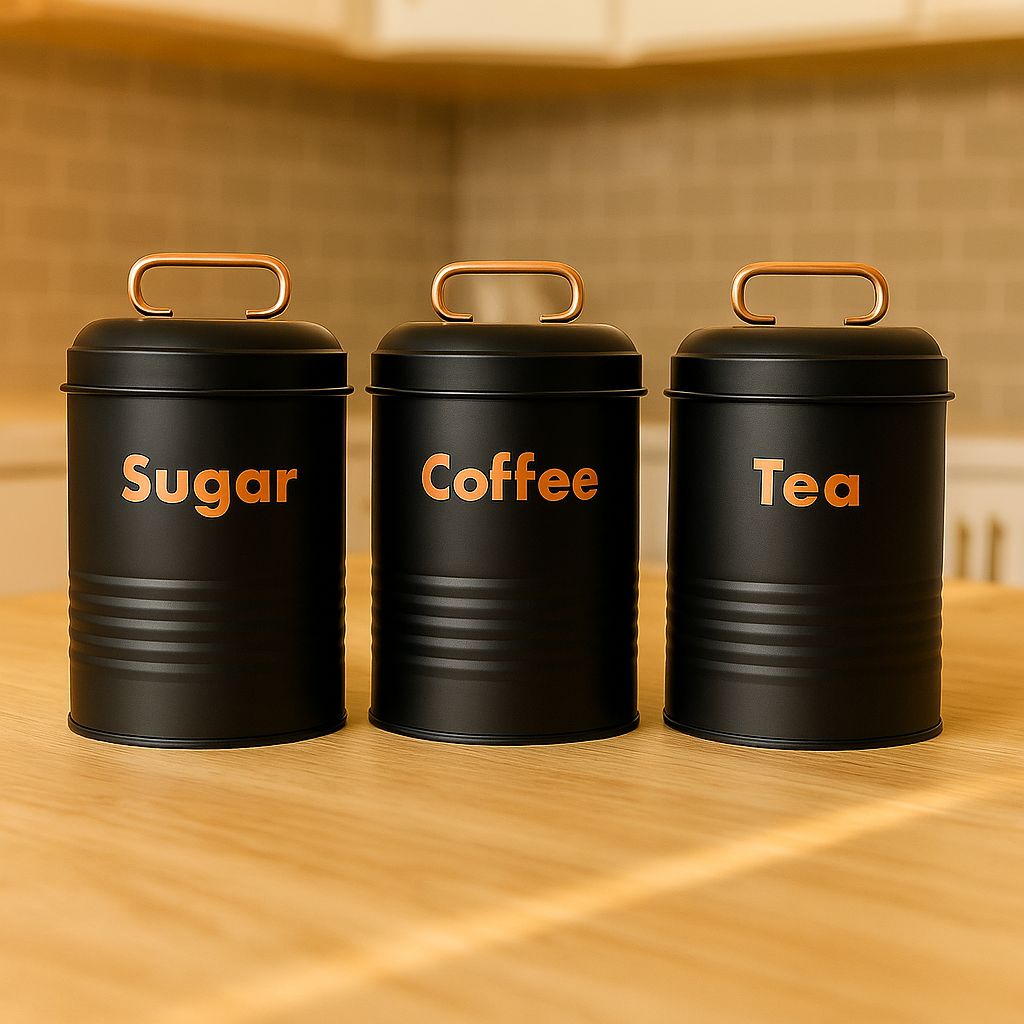 Vintage Metal Canister Set - Black
