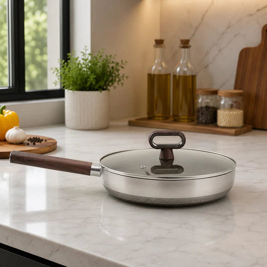 Titanium Coated Fry Pan with Glass Lid 24cm