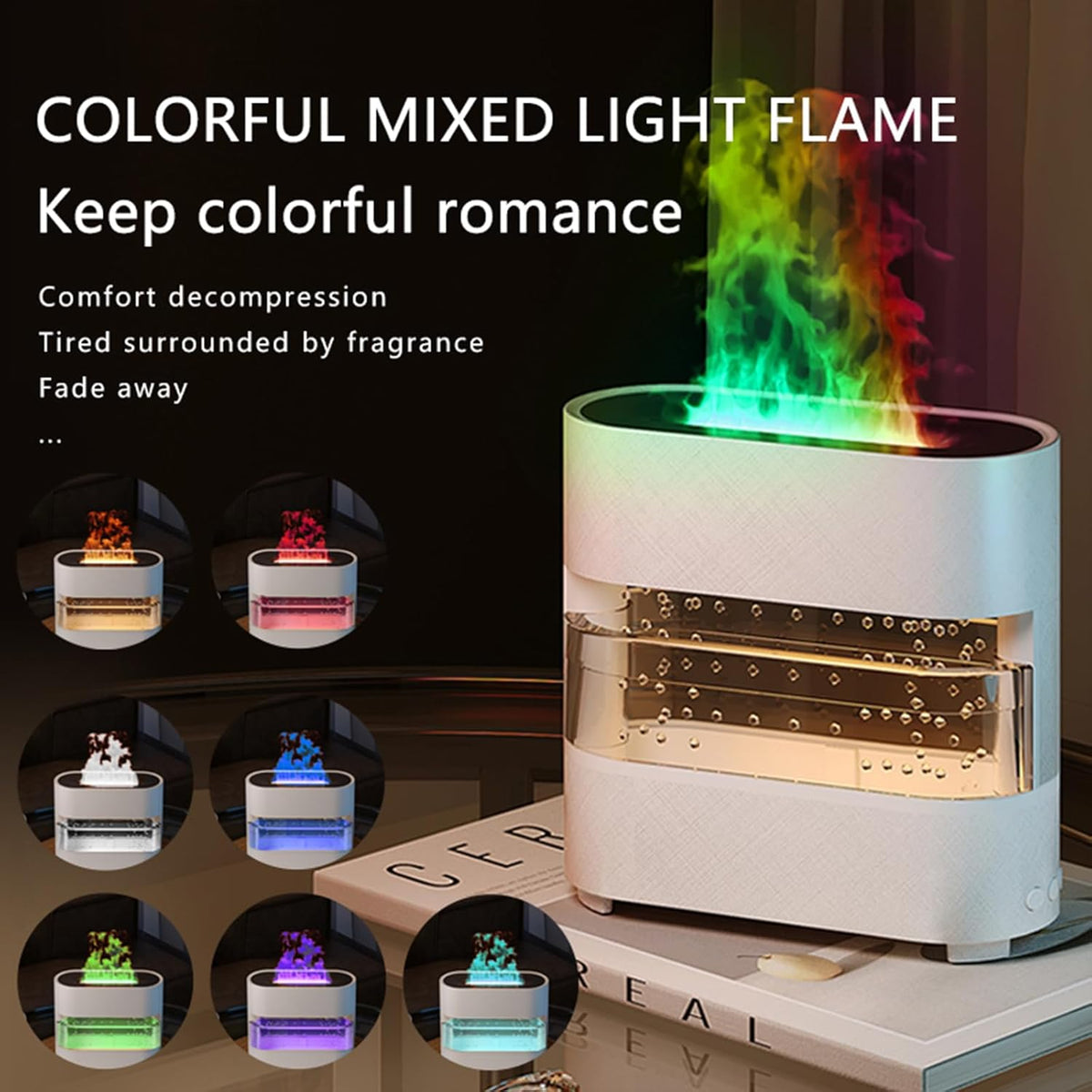 RAIN DROPS SIMULATION FLAME HUMIDIFIER