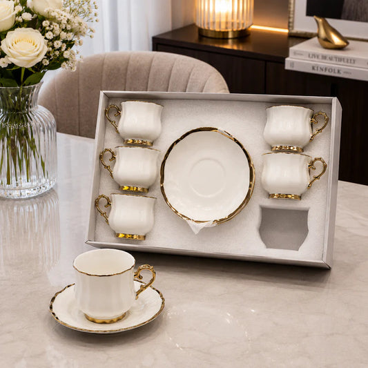 Ivory Royale Ceramic Coffee Set - 12Pcs