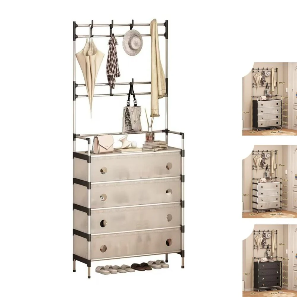 5 Layer Dustproof Shoe Rack With Clothes Rack