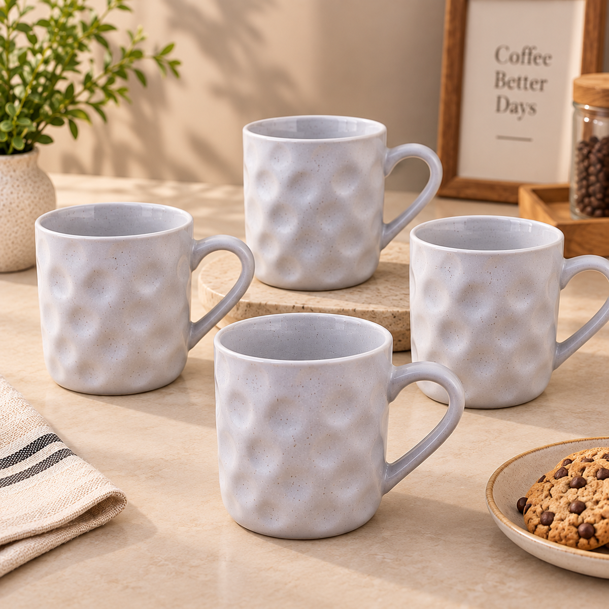 Premium Speckled Ceramic Mug Set – 4 Pcs