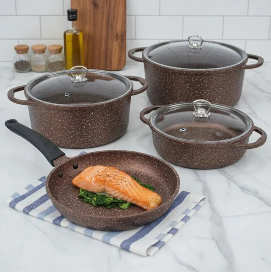 Falez 9-Piece Premium Granite Non-Stick Cookware Set - Nova Copper