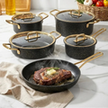 Falez Premium 9-Piece Granite Non-Stick Cookware Set - Parem Black