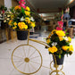 Electroplated Floor Cycle Stand Pot with Flower Arrangement