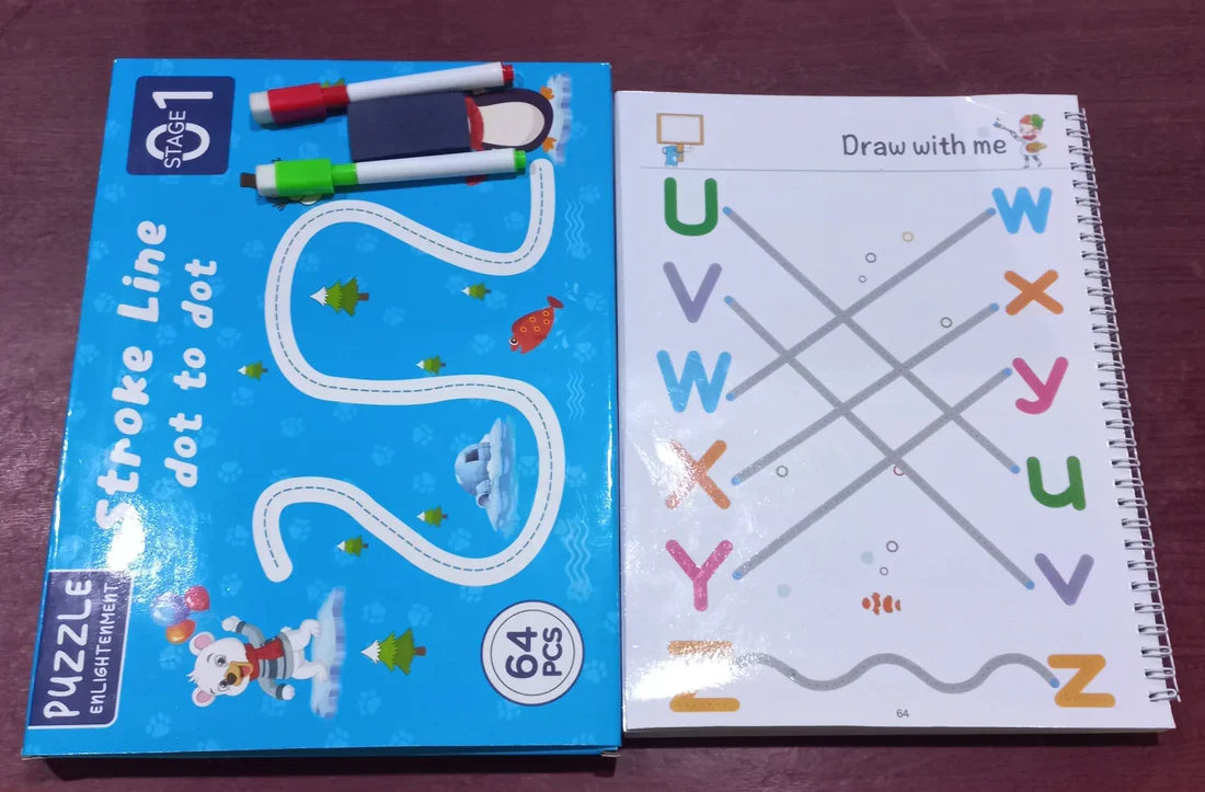 Reusable Educational Tracing Work Book For Kids 64 Pages