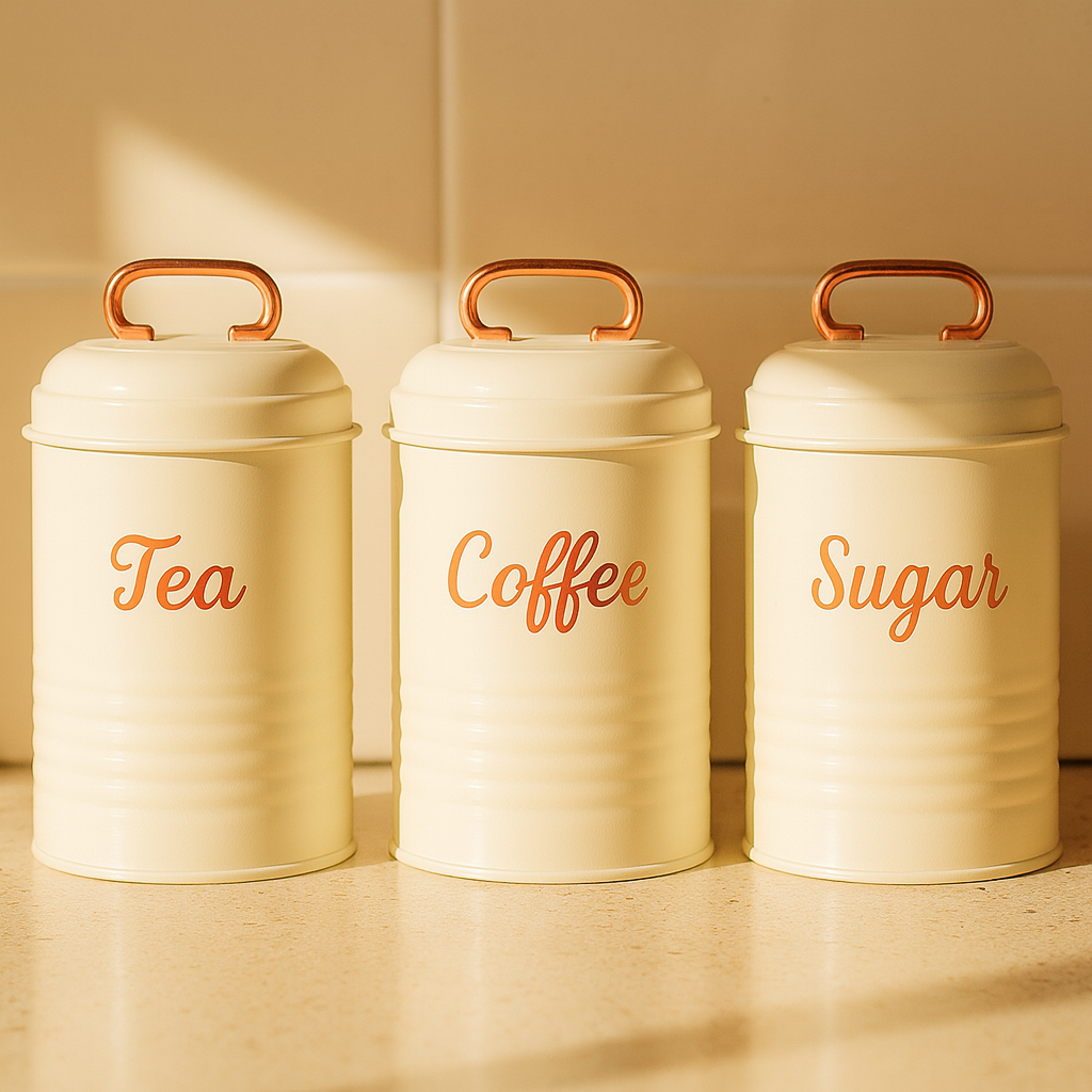 Vintage Metal Canister Set - Cream