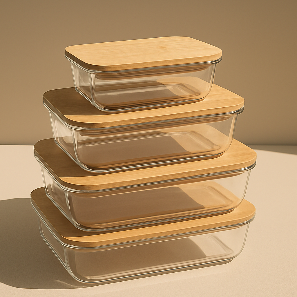 4 Pcs Glass Food Storage Containers - Rectangle