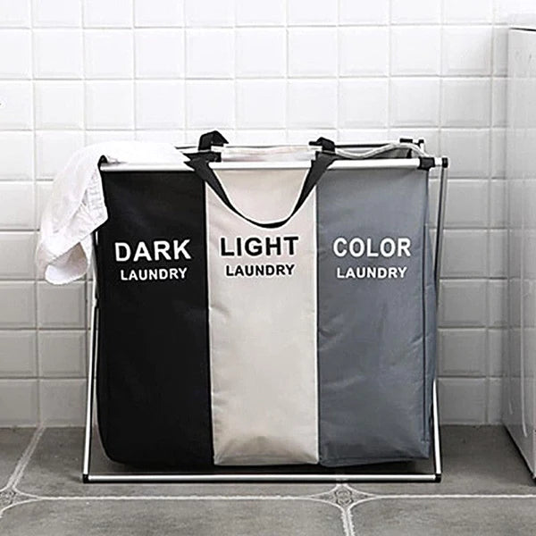 Laundry Basket With 3 Compartments Fabric