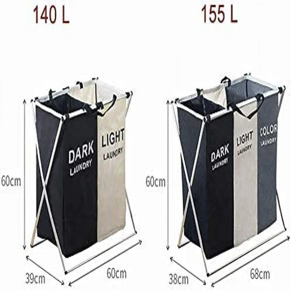 Laundry Basket With 3 Compartments Fabric