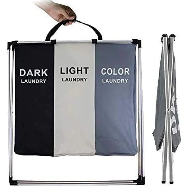 Laundry Basket With 3 Compartments Fabric