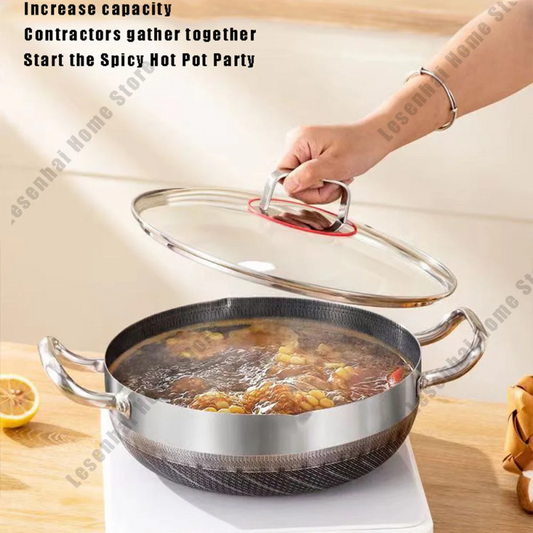 Non-Stick Wok Egg Pan, Stainless Steel Soup Pot, Honeycomb Induction Cooker, Gas Stove