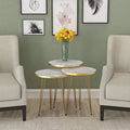 3pcs Coffee Table Set Metal with Marble PVC Top
