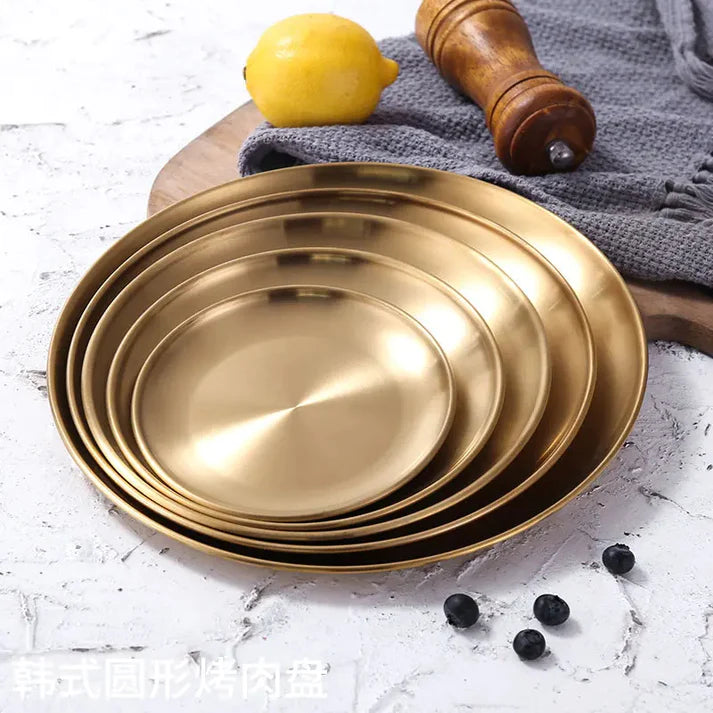 Luxurious SS Round Plate Gold 27 cm