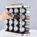Stainless Steel Condiment Set Spice Jar Rack 16 Pcs
