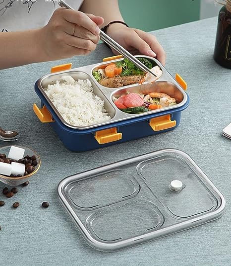 3 Compartment Stainless Steel Insulated Perfect Lunch Box